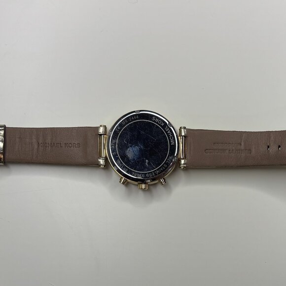 Michael Kors MK2444 Sawyer Gold Tone Chronograph Watch Croc Embossed Leather EUC main image 3